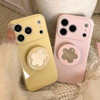 Luxury Mirror Flower Stand Candy Color Phone Case For iPhone 17 16 Pro Max 15 Pro 14 Plus 13 12 11 Pro Max Shockproof Soft Cover