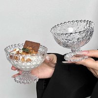 Pearl Point Tall Glass Ice-cream Cup Household Yoghurt Dessert Bowl Transparent Afternoon Tea Pastry Bowls Tableware