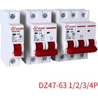 1PCS MCB DZ47-63 C Type 400V Red Mini Circuit Breaker 6A 10A 16A 20A 25A 32A 40A 63A Mounting 35mm Din Rail Overload Protection
