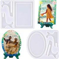 1pc- Resin molds for photo frames with brackets, rectangular and oval epoxy molds, handcrafted gifts, home desktop decorations