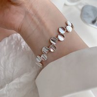 925 Sterling Silver Bracelet Geometric Round Pad Punk Pieces Disk For Woman Girl Fashion Jewelry Gift Dropship Wholesale