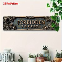 2D Flat - 1pc Retro "Forbidden Forest" Metal Tin Sign - Vintage 2D Graphic Design, 10.01 x 39.98cm, Rustic Wall Decor for Home,
