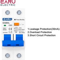 2P C Type AC230V MCB Leakage Protector RCBO Overload Short Circuit Protection Residual Current Circuit Breaker Switch RCCB RCD