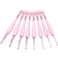8pc Pink Knitting Needles Tool Set, ABS Plastic Sweater Needles, 2.5-6.0mm Crochet Hook Tool Set, Weaving Blanket Decoration Kit