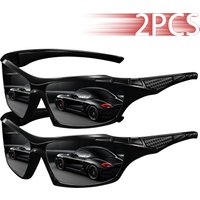 2PCS Fashion color splicing Vintage Driving Fishing Cycling Sports Sunglasses Men Women Running Mountaineering Sun Glasses