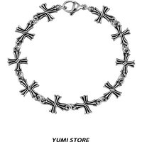 Vintage Cross Splicing Bracelet For Man Woman Non Fading Titanium Steel Hip Hop Luxury Bracelet Couple Bracelet Street Gift
