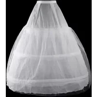 Womens 2 Layers Mesh 3 Hoops White Wedding Gridal Gown Dress Petticoat Elastic Waistband Drawstring A-Line Underskirt Crinoline