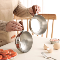 Stainless Steel Milk Pot - Heat Resistant Wooden Handle Induction Pot Mini Saucepan,Even Heat Non-Slip Base Cookware for Kitchen