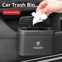 Multi-functional Car Trash Bin Hanging Vehicle Garbage Dust Case Backrest Storage Box Pressing Trash Can Accessories Peugeot