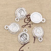 30pcs Charms Dog Bowl Bone 15x10mm Antique Bronze Silver Color Pendants Making DIY Handmade Tibetan Bronze Silver Color Jewelry