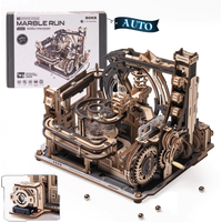 ROBOTIME Rokr Electric Marble Run with Light 3D Puzzle Toys Marble Spaceport Gifts for Kids Children Connect With Night City