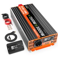 YULONGNE Reiner Sinus-Wechselrichter, Spitzenleistung 3000W, DC12V zu AC230V, EU-Steckdose, Stromwandler, kabelgebundene Fernbedienung, LCD-Anzeige, USB Typ-C für Wohnmobil, Solar, Camping, Notfall