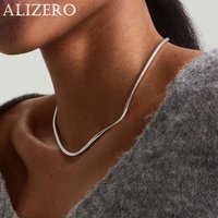 ALIZERO 925 Sterling Silver 3MM Snake Chain Necklace For Women Men Fashion Hip Hop Simple Necklaces Jewelry Wholesale 40-75cm
