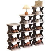 Simple Single Column Shoe Rack, Multifunctional Desktop Storage Rack, Space Saving, Can Be Freely Assembled, Plastic Shoe Rack