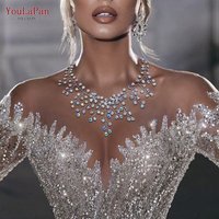 YouLaPan Shiny Crystal Bridal Necklace Ladies Women Collar Chain Choker Wedding Party Rhinestone Brides Accessories HN01