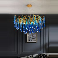 2026 New Trendy Luxury Classic Blue Crystal LED Hanging Lamp Lustre Chandelier Lighting Fixture For Living Room