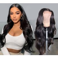 Synthetic Wig Long Lace Black Wavy Wig for Women Middle Part Curly Natural Looking Heat Resistant Fiber for Daily
