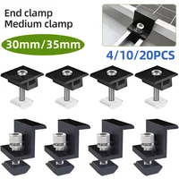 30mm/35mm Solar Modules Fixing PV Bracket End Clamp Middle Clamp 4/10/20pcs Mounting Rail PV Solar Panel Mount Accessories