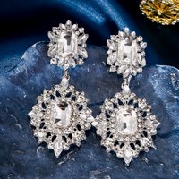 Retro Style Sliver Rhinestone Drop Earrings Bridal Earrings Jewelry Accessories Exquisite Crystal Earrings For Women