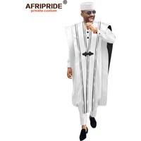AFRIPRIDE-Vêtements africains pour hommes, Agbada, Robe Dashiki, Chemises Ankara, viser, Chapeau tribal, Tenues de soirée de mariage, 4 pièces, A1816011