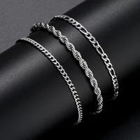 3pcs/set 925 sterling silver Punk Cuban Chain Bracelet for Men Minimalist Hip Hop Bracelet Party Fashion Jewelry Gifts