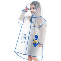 Children's raincoat Boys and girls primary school baby kindergarten school bag rain poncho cartoon raincoat blue dinosaur style