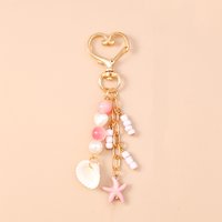 New Starfish Conch Shell Keychain Women Girls Beaded Key Ring Pendants for Handbag Decor DIY Key Chain Jewelry Gifts