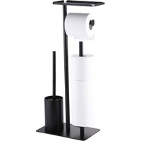 Stainless Steel Standing Toilet Set, Toilet Paper Holder with Toilet Brush for Bathroom Storage