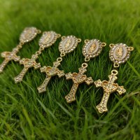 5 Sets Virgin Mary Centerpiece Jesus Cross Medals Catholic Rosary DIY Jewelry Making