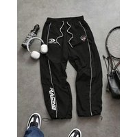 Men's Striped Printed Drawstring Joggers, Lightweight Quick-Dry Racing Pants, Breathable Streetwear for Gym, Daily, Spring Summe
