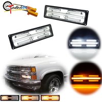 For GMC Suburban Yukon, For Chevrolet C/K 1500/2500 Tahoe Silverado Front Bumper Sequential Amber Turn Signal Light w/ White DRL