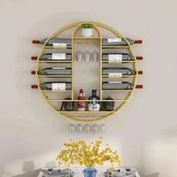 Nordic Round Wall-mounted Wine Rack Home Storage Rack with Wine Glass Holder Modern Bar Furniture Luxury Gold Iron Wine Cabinets