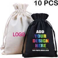 10pcs/Lot Customize Logo Printing Cotton Storage Bags Gift Package Drawstring Pouches Jewelry Bag Promotional Products