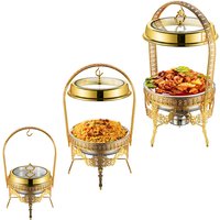 9L Gold Hanging Hinged Lid Chafing Dish Buffet Set For Catering Pour Buffet Stainless Steel Food Warmer Luxury Chafing Dishes