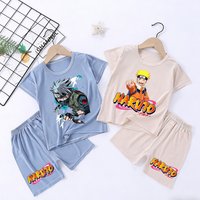 New Naruto Boy Girl Sleepwear Anime Cartoon Pyjamas Set Children Home Wear Short Sleeves Shorts Kids Pajamas Summer Clothes Gift