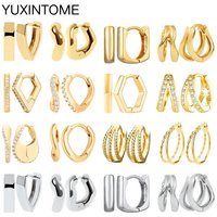 925 Sterling Silver Needle Double Circle Zirconia Earrings For Women Minimalism Vintage Geometry Hoop Earrings Fashion Jewelry
