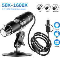 Dodosee 3 in 1 1600X USB Microscope HD Portable Digital Microscope For Sldering 8LEDs Compatible With Android Mac Windows