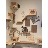 Wall Mounted Cat Climbing Shelf Steps Wall Furniture Stairway With Sisal Rope Scratching Post Tree for Cats Kitten Sleeping
