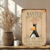 Vintage Funny Wanted Chicken Metal Wall Decor Sign - Retro Humorous Feathers McGraw Wall Art for Home Man Cave