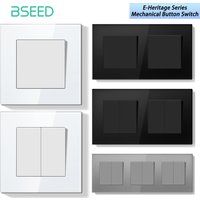 BSEED E Series Mechanical Button Switch 1/2Gang 1Way Double Light Switch Triple Toggle Switch Glass Panel Switch On Off 250V