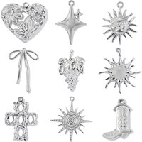 5pcs/Lot Stainless Steel Bowknot Cross DIY Earring Charms Sun Flower Grape Necklace Pendants Woman Boot Star Jewelry Wholesale