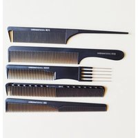 5 Pieces Barber Comb Set Carbon Steel Hair Comb Salon Hair Cutting Sectioning Comb Kit