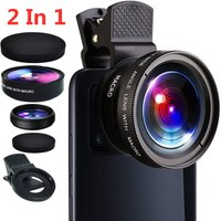2-in-1-Handyobjektiv 0,45 x Superweitwinkel 12,5 x Makro-HD-Kameraobjektiv für iPhone 14 13 12 Huawei Xiaomi Samsung Universal