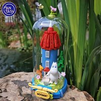 Pantasy Cute Moomin Building Blocks Wonderland Series Snufkin House Assembly Transparent Dustproof Toy Model Decoration Gift