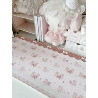 Leather Desk Pad Protector Pink Polka Dots Bear Cake Y2K INS Mouse Pad Office Desk Mat Waterproof Non-Slip PU Desk Blotter Pad