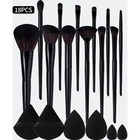 Hot Sale 18PCS Complete Makeup Kit, Black Makeup Brushes + Triangle Puffs + Beauty Blenders for Professional Full Makeup Applica