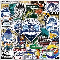 50-100 PCS Cartoon Fishing Graffiti Stickers Outdoor Creative Waterproof Decals for Stationery Water Bottle Tackle Box Laptop