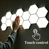Modular Hexagon LED Wall Light Panels, Touch Sensitive Lamp, DIY Combination Geometry Ambient Lighting for Game Room, Bedroom & Indoor Home Wall Decoration, Ideal Christmas Birthday Holiday Gift