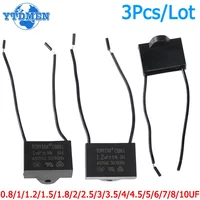 3pcs CBB61 450V Fan Capacitor 0.8/1/1.2/1.5/1.8/2/2.5/3/3.5/4/4.5/5/6/7/8/10 UF Ceiling Fan Motor Run Rectangle Capacitors Kit