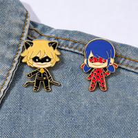 2Pcs/Set Anime Cartoon Character Enamel Brooch Cute Funny Metal Badge Backpack Lapel Pin Cosplay Jewelry Accessories Fan Gift